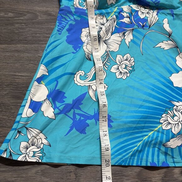 Beach House Tankini Top Size 10 Coastal Floral Tropical Hawaiian Blue White NEW - Picture 3 of 9